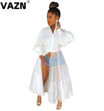 VAZN-Vestido largo de retales para mujer, prenda Sexy y dulce con escote en V profundo, manga larga, cintura alta, 2020 2024 - compra barato