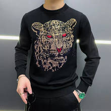 Fashion Youth Men's Sweater Hot Rhinestone Fall/Winter Pullover Soft Cashmere Warm Slim 5XL Sweatshirt 2024 - buy cheap