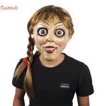 Cosmask Halloween Annabelle Cosplay Mask Latex Cosplay Annabel Doll Scary Movie Adult Full Head Latex Wigs Ponytails Party Mask 2024 - buy cheap