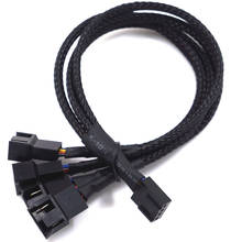 1 a 2/3/4 maneiras divisor preto sleeved 27cm cabo de extensão conector 4pin pwm cabos de extensão 4 pinos pwm ventilador cabo 2024 - compre barato