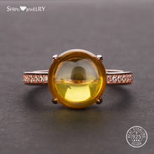 Shipei Rose Gold Natural Citrine Gemstone Ring for Women in 925 Sterling Silver Yellow Citrine Ring Wedding Engagement Size 5-12 2024 - buy cheap