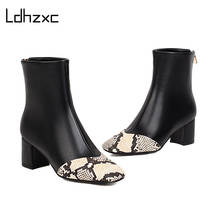 LDHZXC-Botines de tacón alto para mujer, botas de nieve, zapatos negros de punta redonda, talla grande 34-46, otoño, invierno, 2020 2024 - compra barato