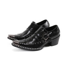 Zapatos de tacón alto Oxford para hombre, calzado británico negro y rojo, hecho a mano, cómodo, Formal, plano, hebilla, para negocios 2024 - compra barato