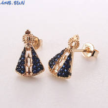 MHS.SUN Charms AAA Zircon Stud Earrings For Girls Gifts Virgin Mary Earrings Women Fashion Religious Jewelry 1Pair 2024 - buy cheap