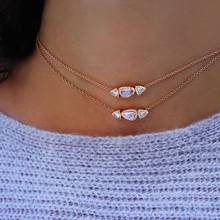 2021 New Fashion 925 Sterling Silver Gem Stone Pendant Necklace Triple Stones Cz Paved Trendy Choker Chain For Women Girls Gifts 2024 - buy cheap