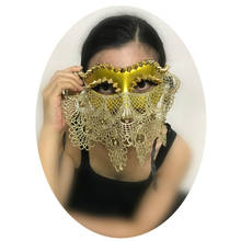 H3415 Golden Hollow Lace Mask Halloween Party Italian Masquerade Stage Girl Princess Masks Women Christmas Anonymous Accessories 2024 - buy cheap