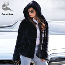 Hot Sale Women Real Natural Rex Rabbit Fur Coat High Quality 100% Genuine Rex Rabbit Fur Chinchilla Color Jacket With Hood 2024 - buy cheap