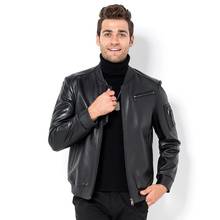 Top Brand Mens Real Leather Jacket 2020 New Slim Fit Casual Pilot Windbreaker Streetwear Biker Sheepskin Short Coat Outwear 2024 - buy cheap