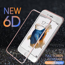 Protector de pantalla de vidrio templado para iPhone, cubierta completa de borde de aleación curvado 3D, 9H, HD, 5 colores, para iPhone 6, 6S, 7, 8 Plus, X, XS, 11, 12 Mini Pro Max 2024 - compra barato