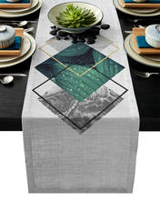Camino de mesa Simple de planta Tropical de mármol para decoración para fiesta de boda, camino de mesa de algodón de lino moderno, decoración del hogar 2024 - compra barato