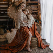 A Set Vintage Boho Cotton Photo Shoot Mom and Daughter Robe Long Dresses Evening Party Costume for Women Photography Accessories 2024 - buy cheap