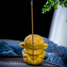 Caixa de madeira 5/7cm, bonitinha escultura de macaco, madeira, feng shui, sala de estar, plugue de incenso da sorte, estátua zen buda, decoração de casa 2024 - compre barato