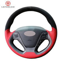 LQTENLEO Black Suede Red Leather Steering Wheel Cover For Kia K3 2012-2018 Ceed Cee'd Cerato 2012-2018 Forte Koup Forte5 2013 2024 - buy cheap