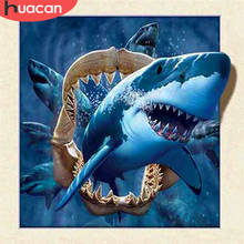 Huacan 5d pintura diamante de animal tubarão bordado kits de ponto cruz imagem de strass presente artesanal 2024 - compre barato
