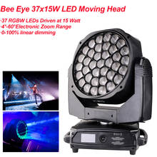 New Big Bee Eye 37x15W LED Moving Head Zoom Function DMX 512 Wash Lights RGBW 4IN1 Beam Effect Light Party Bar DJ Stage Lighting 2024 - buy cheap