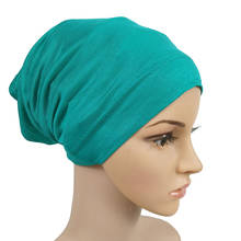 Boné feminino hijab interno de modal, chapéu com tubo elástico para cabeça, turbante islâmico 2024 - compre barato