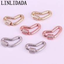 5Pcs 12*23mm Clear CZ Micro Pave Heart Shape Clasp, Gold/Rose Gold/Vintage Silver Plated Clasp Jewelry accessory 2024 - buy cheap