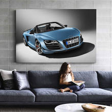 Convertible Sport Car Audis R8 Spyder, carteles de vehículos supercoches, impresiones en lienzo, arte de pared, pinturas enmarcadas de madera para decoración del hogar 2024 - compra barato