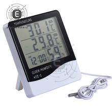 Termómetro Digital electrónico LCD, medidor de higrómetro, estación meteorológica, higrómetro, reloj, alarma, HTC-2 2024 - compra barato