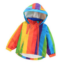 Casaco de arco-íris com capuz para meninas e meninos, jaqueta à prova d'água para o outono e primavera, roupas infantis para áreas externas 2024 - compre barato