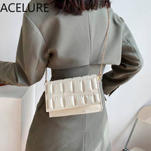 ACELURE Solid Color Female Fashion Purse Small Shoulder Bags for Women Elegant Ladies Plaid Flap Metal Chain Messenger Bags 2024 - buy cheap