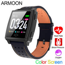 Relógio inteligente ck22 android ios, pulseira de esporte de frequência cardíaca pressão arterial, rastreador fitness, atividade colorida, ligação de mensagem, pulseira de couro 2024 - compre barato