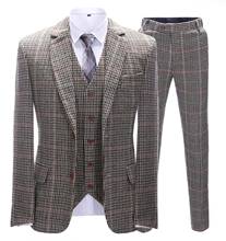 Men's Tweed Wedding Suits 3 Pieces Houndstooth Dogstooth Wool Tuxedos  Formal Notch Lapel Prom Suits Winter Coat for Men 2024 - buy cheap