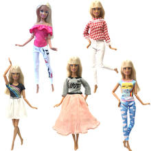 Nk conjunto com 5 bonecas diversas, roupa diária, top, vestidos casuais para barbie, acessórios, boneca, melhor criança, meninas, presentes 115a dz 2024 - compre barato