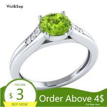 Visisap Simple Lady Ring Olive Green Round AAA Cubic Zirconia Rings for Women Anniversary Jewelry Wholesale Supplier B619 2024 - buy cheap