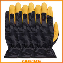 Qiangleaf 3pcs Work Gloves Protective Top Layer Cowhide Camouflage Cloth Tactics Safety Glove Wear Resistant Non-slip 9530MC 2024 - buy cheap