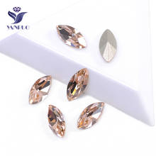 YANRUO 4200 Navette Horse Eyes Light Peach Sewn Crystals Pointback Claws Rhinestones Silver Gold Stones For Jewelry Clothes 2024 - buy cheap