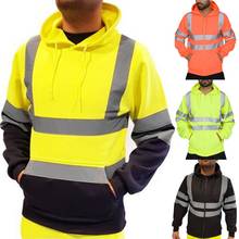 Mens Road Work High Visibility Pullover Hoodies Casual Long Sleeve Hoody Sweatshirt Tops Men Hooded Coats Sportswear Blouses 2024 - buy cheap