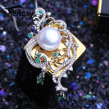 FENASY 925 Sterling Silver Luxury Phoenix Pendant Necklace Emerald Bohemian Party Natural Freshwater Pearl Necklaces For Women 2024 - buy cheap