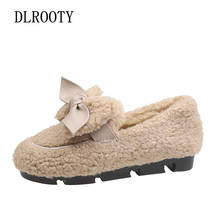Winter Women Flat Shoes Short Plush Warm Loafers Slip On Female Fashion Casual Ladies Rubber Loafers Comfortable Round Toe 2024 - buy cheap