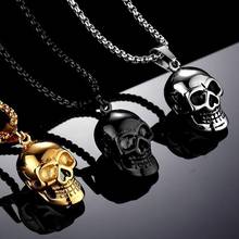 Fashion Long Three-dimensional Skull Pendant Necklace Men Hip Hop Popular Personality Men's Jewelry 2022 New Hot Male Jewelry 2024 - buy cheap
