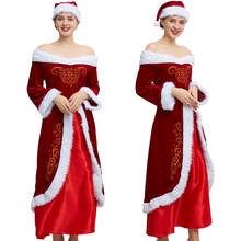 Christmas Santa Claus With Hat Costume Cosplay Santa Claus Clothes Fancy Dress In Christmas Women Children Suit For Adults M-2XL 2024 - buy cheap