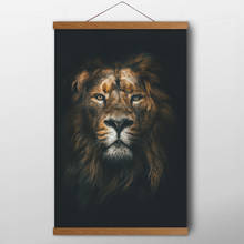 Solid Wood Scroll Paintings Anime Lion Tiger Wolf Parrot Fox Wildlife Wall Art Posters Canvas Cloth prints For Living Room Decor 2024 - buy cheap