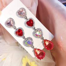 Women colorful crystal heart earrings retro elegant female earrings fashion and shiny jewelry 2024 - buy cheap