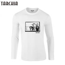 Tarco ia 2022 camiseta de dois macacos masculina plus size, camiseta fitness de manga comprida 100% algodão, engraçada, marca, tops 2024 - compre barato