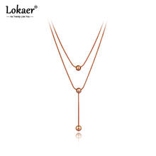 Lokaer Bohemia Trendy Stainless Steel Double Layer Round Ball Choker Necklaces Jewelry Pendant Chain Necklace For Women N20074 2024 - buy cheap