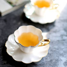 Juego de tazas de té de la tarde de porcelana de hueso, juego de tazas y platillos de café de té negro británico pintado en oro de alta gama, tazas de Espresso de cerámica de 180ML 2024 - compra barato