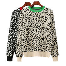 OUMENGKA Woman Leopard Printd Knitted Sweater Streetwear Loose Winter Thick Long Sleeve Female Knitted Pullovers For Ladies Tops 2024 - buy cheap