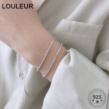 Louleur pulseira feminina de prata esterlina 925, bracelete de ouro brilhante, elegante, para festa, mulheres, joias finas de prata, presentes irmã 2024 - compre barato