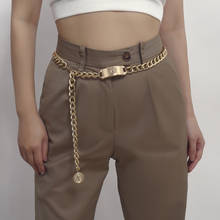 Cinturón de cadena de oro para mujer, cinturón de Metal geométrico con borla de lujo, 100cm 2024 - compra barato