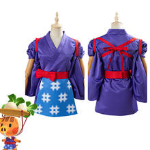 Disfraz de Animal Crossing para mujeres y niñas, traje de Kimono con estampado de margaritas, para Cosplay, Halloween y Carnaval 2024 - compra barato