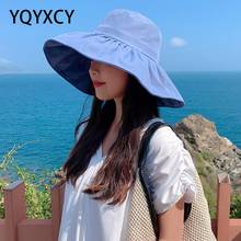YQYXCY Summer Hats For Women Fisherman Cap Solid Color Foldable Beach Travel Sun Hat Sunshade Gorro Wide Brim Ladies Cloth 2024 - buy cheap