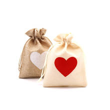 Doreen Box джутовые сумки для ювелирных изделий с завязками прямоугольные с узором в виде сердца 14 см x 10 см упаковочные витрины, упаковка из бисера, 5 шт. 2024 - купить недорого