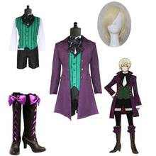 Traje de Anime Black Butler 2, uniforme de Alois Trancy, pelucas de Cosplay, botas, zapatos para adultos, Halloween 2024 - compra barato