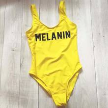 New Letter Print MELANIN Sexy One Piece Swimsuit Women Swimwear 2021 Sexy Bodysuit maio feminino praia monokini Bathing Suit 2024 - buy cheap