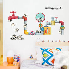 Pegatina de pared 3D de dibujos animados, decoración creativa de Panda para habitación de niños, imagen de Animal, pegatinas de cocina para sala de estar, carteles de guardería 2024 - compra barato